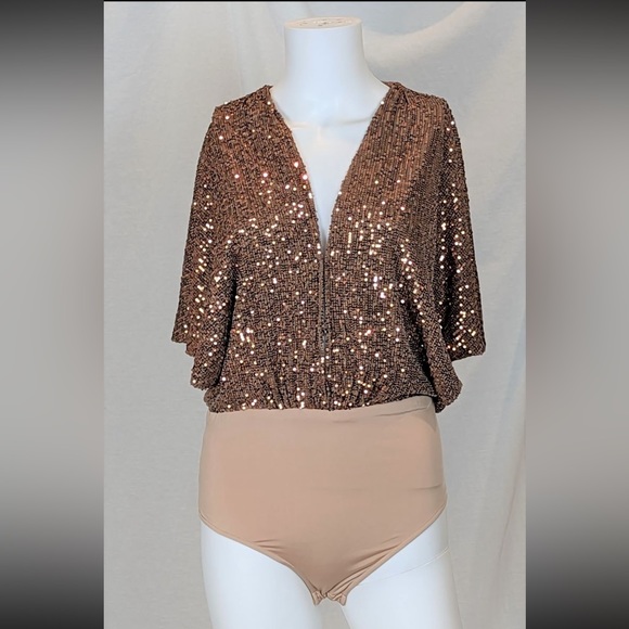 17. Sequined bodysuit mocha gold - Picture 5 of 7